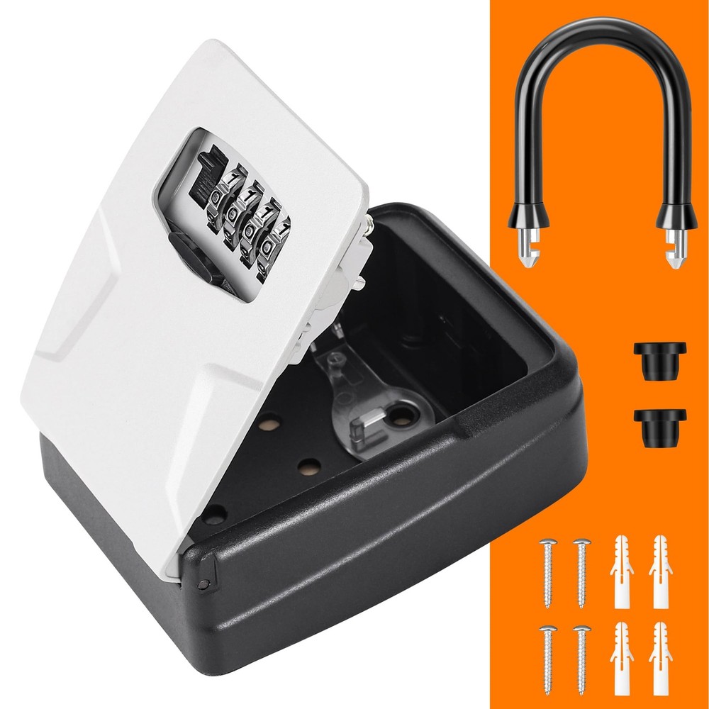 Portable Key Lock Box Wall Mount Weatherproof Resettable Code Gray