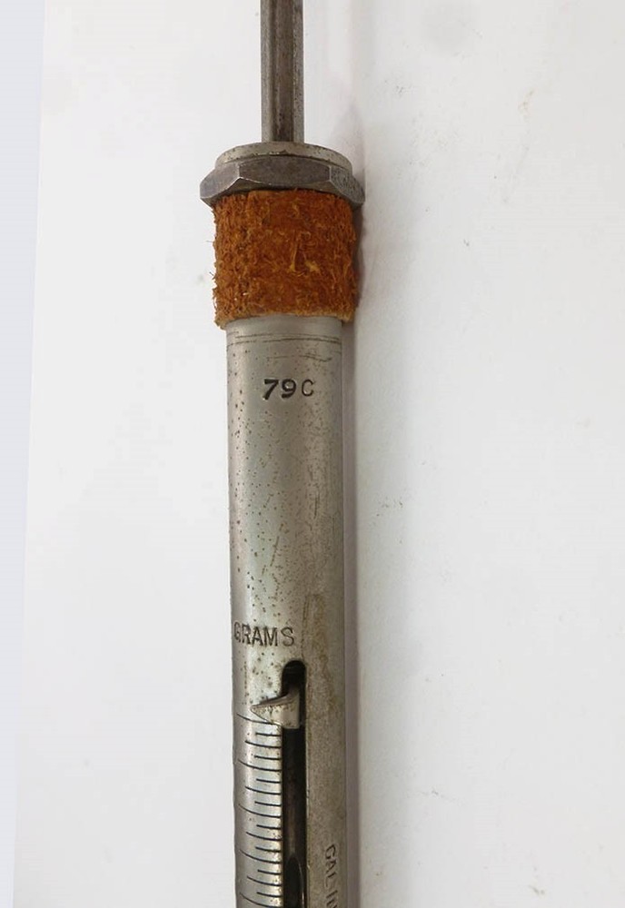 SPRING SCALE 200 gram capacity RARE TYPE in CUSTOM LEATHER SHEATH different 79C