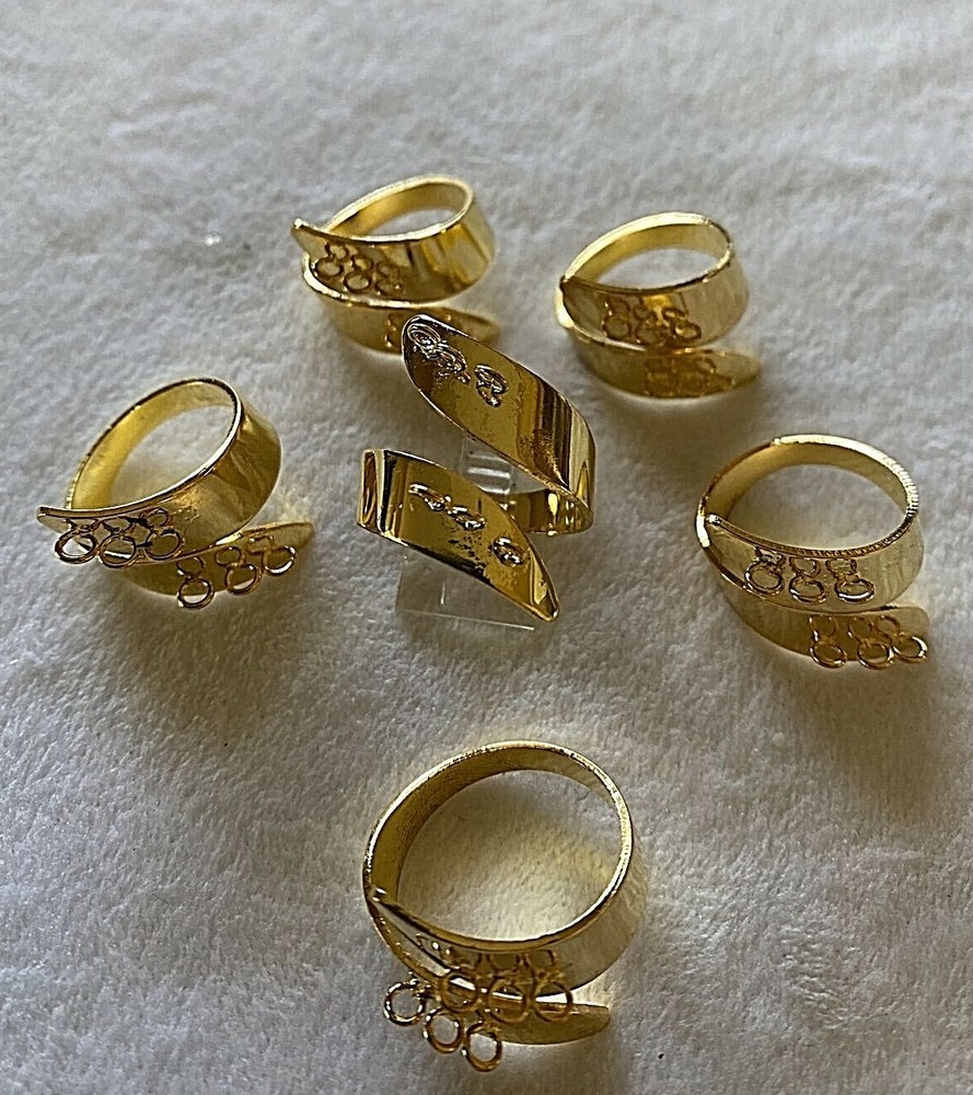 24 pcs  ~ Gold Adjustable Ring Blanks with 6 Loops