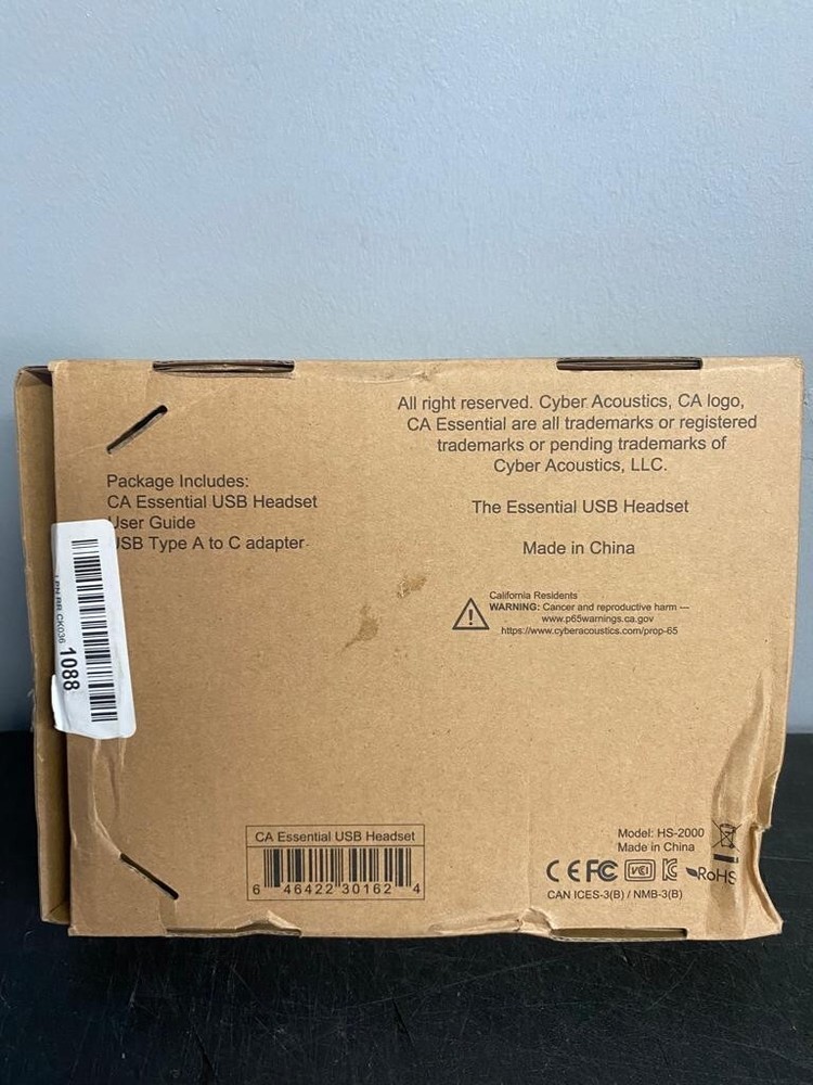 NEW OPEN BOX Cyber Acoustics HS-2000 Essential USB headset