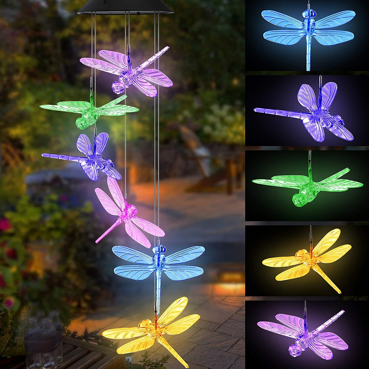 Solar Wind Chimes Lights LED Garden Outdoor Color Changing Hanging Waterproof US