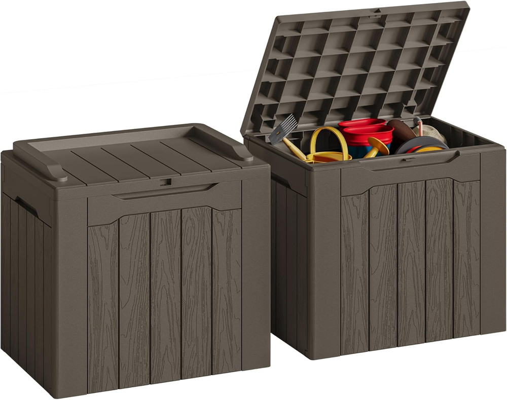 31 Gallon Waterproof Resin Deck Box - 2 Pack for Outdoor Storage Solutions