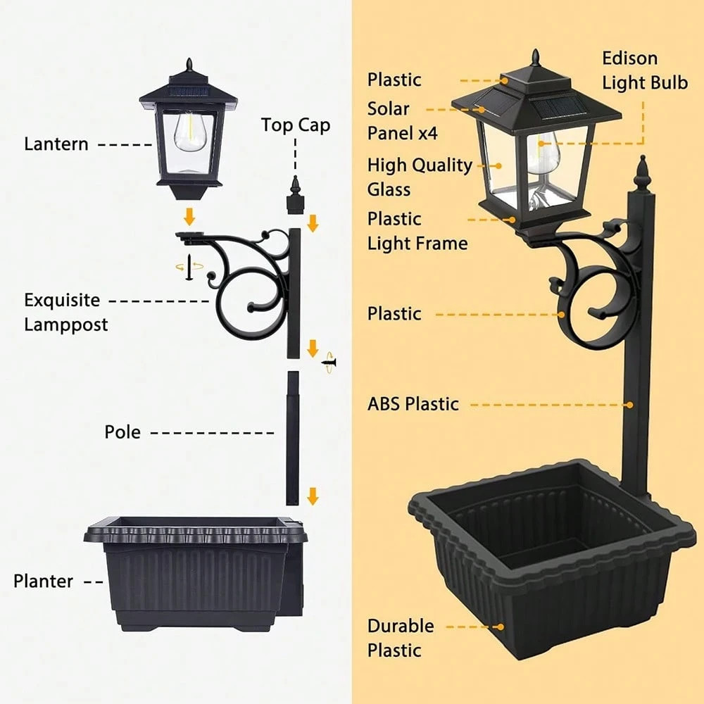 HOODINK 2PACK 2-in-1 Solar Post Light Planter