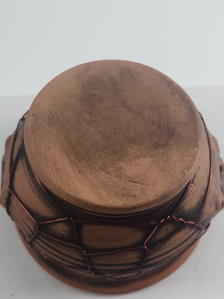 Small Ceramic Candle Holder with Wire Wrap Design