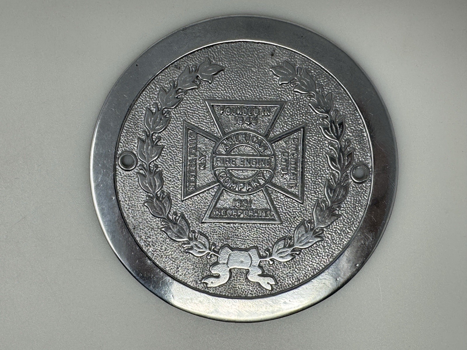 American Fire Engine Company Truck Apparatus Emblem Nameplate Badge Plaque 1845