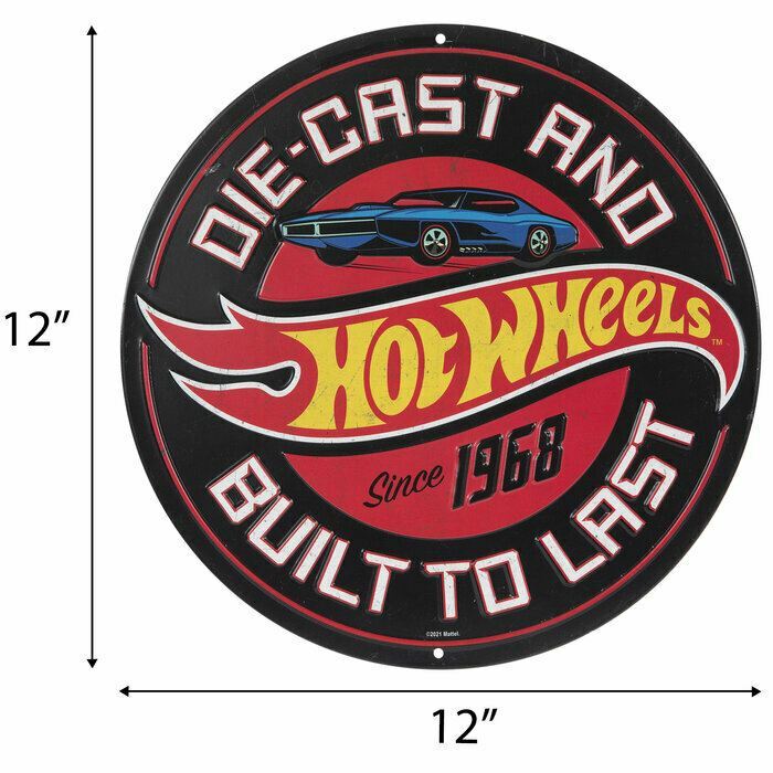 Hot Wheels 12" Round Embossed Tin Sign * Garage or Kids Room! Ships FREE to USA!