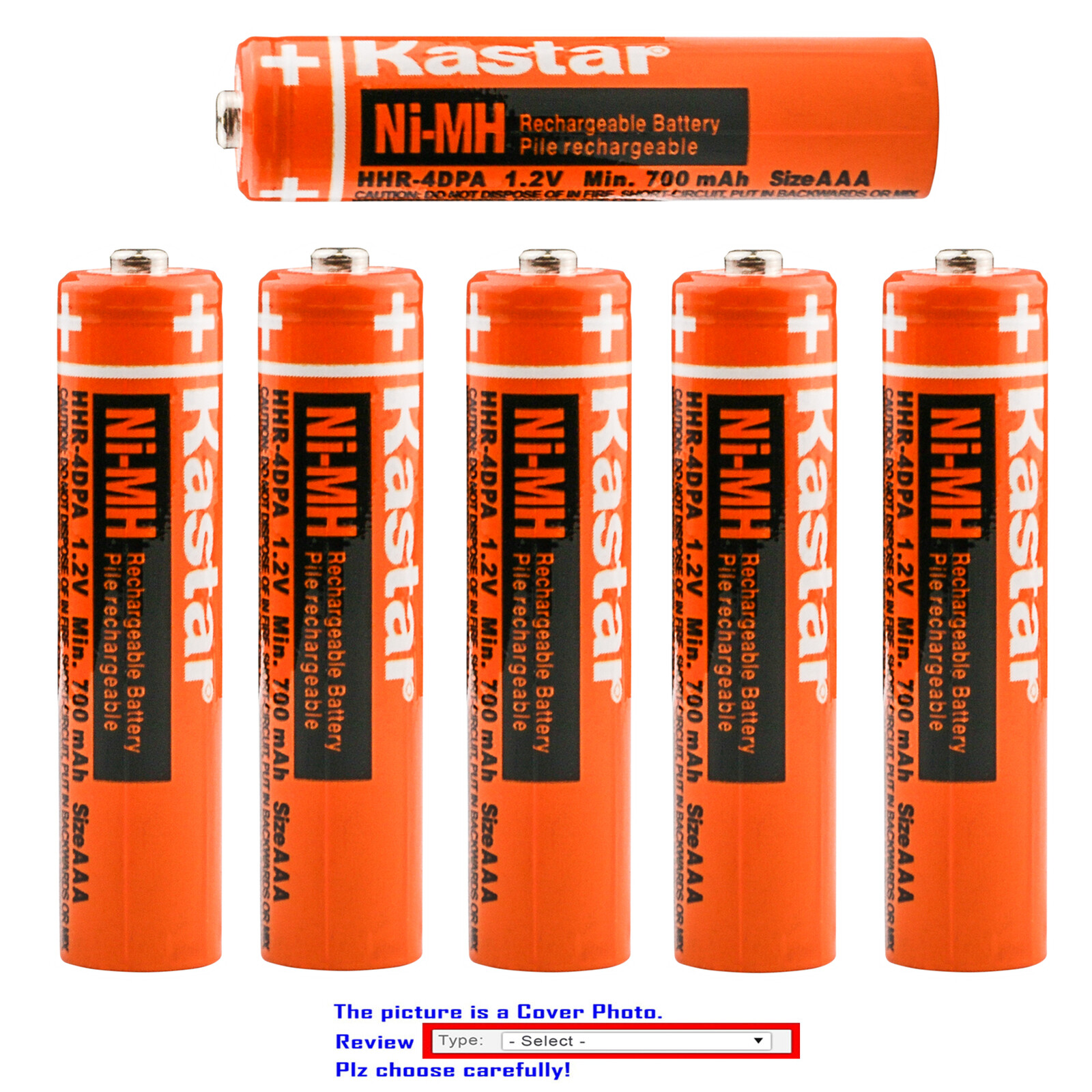Kastar NiMH AAA 700mAh Battery for Panasonic 1.2V 550mAh HHR-4DPA/4B HHR-55AAABU