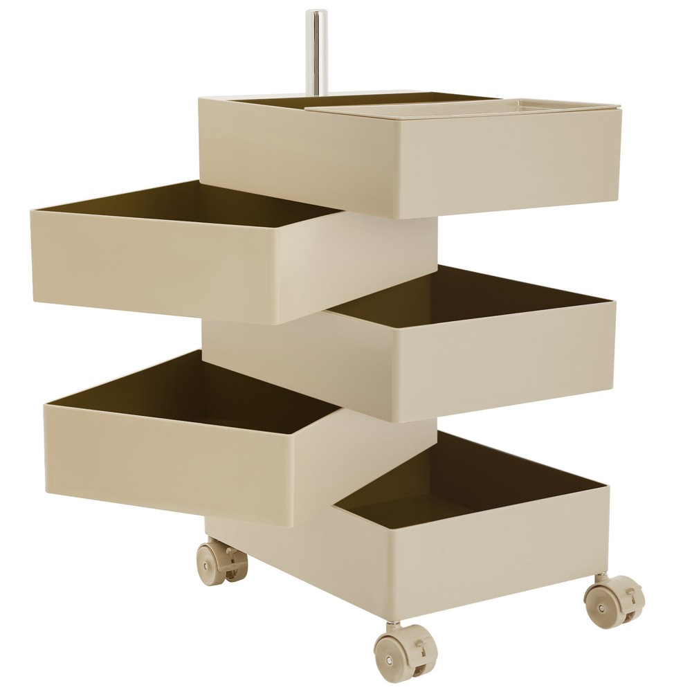 Khaki Rotating Storage Rack 360?? Rotating Sofa Side Cabinet Metal ABS