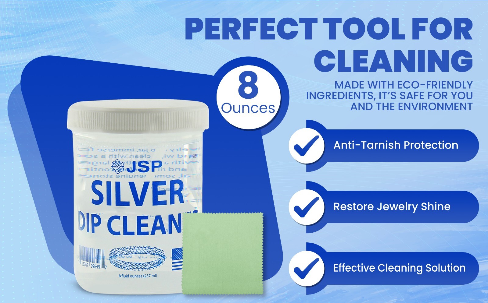 2 Sterling Silver Dip Cleaner Tarnish Remover 925 Jewelry Cleaning Solution 8oz