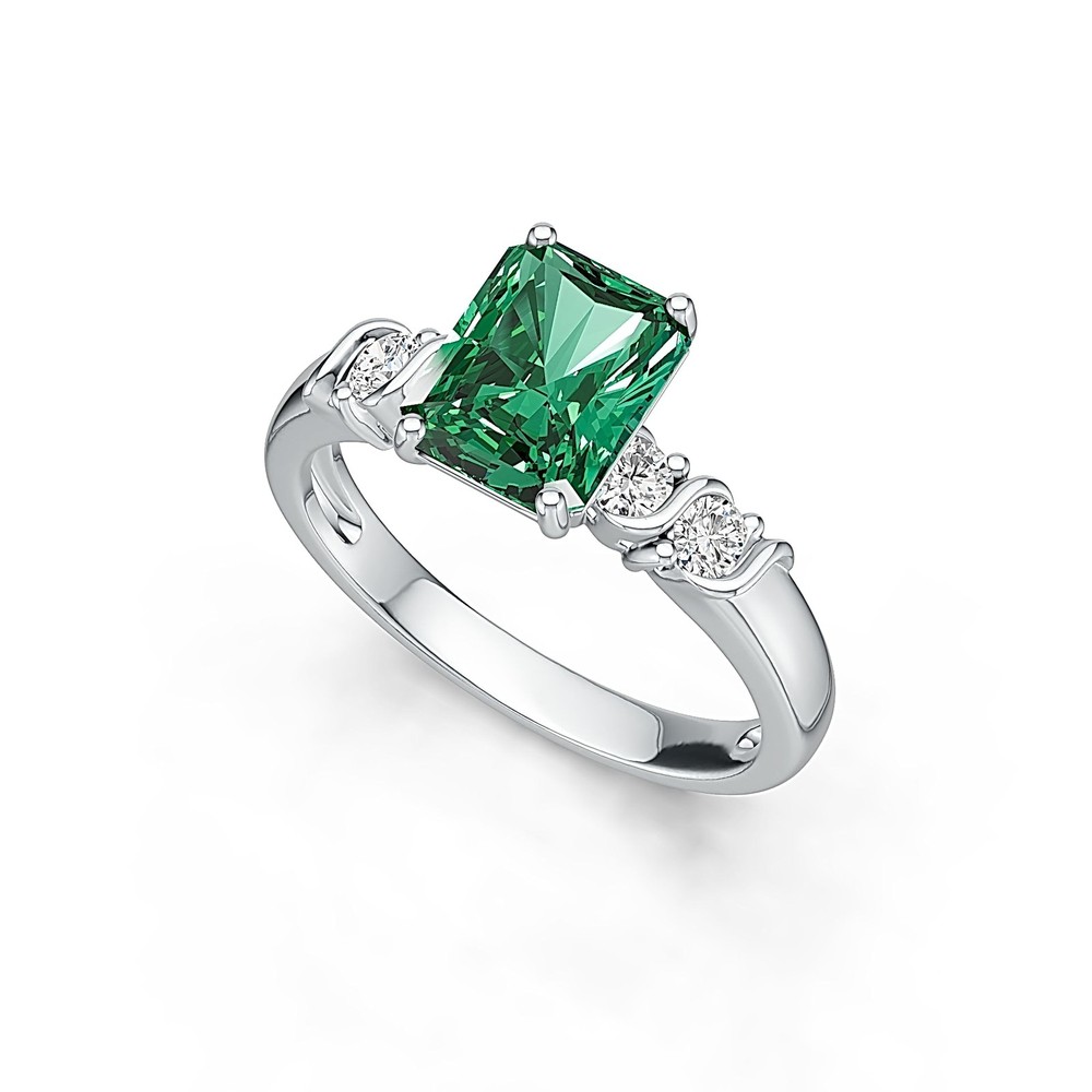 Sterling Silver Semi Mount Ring Setting Emerald OCT 9X7mm Solitaire