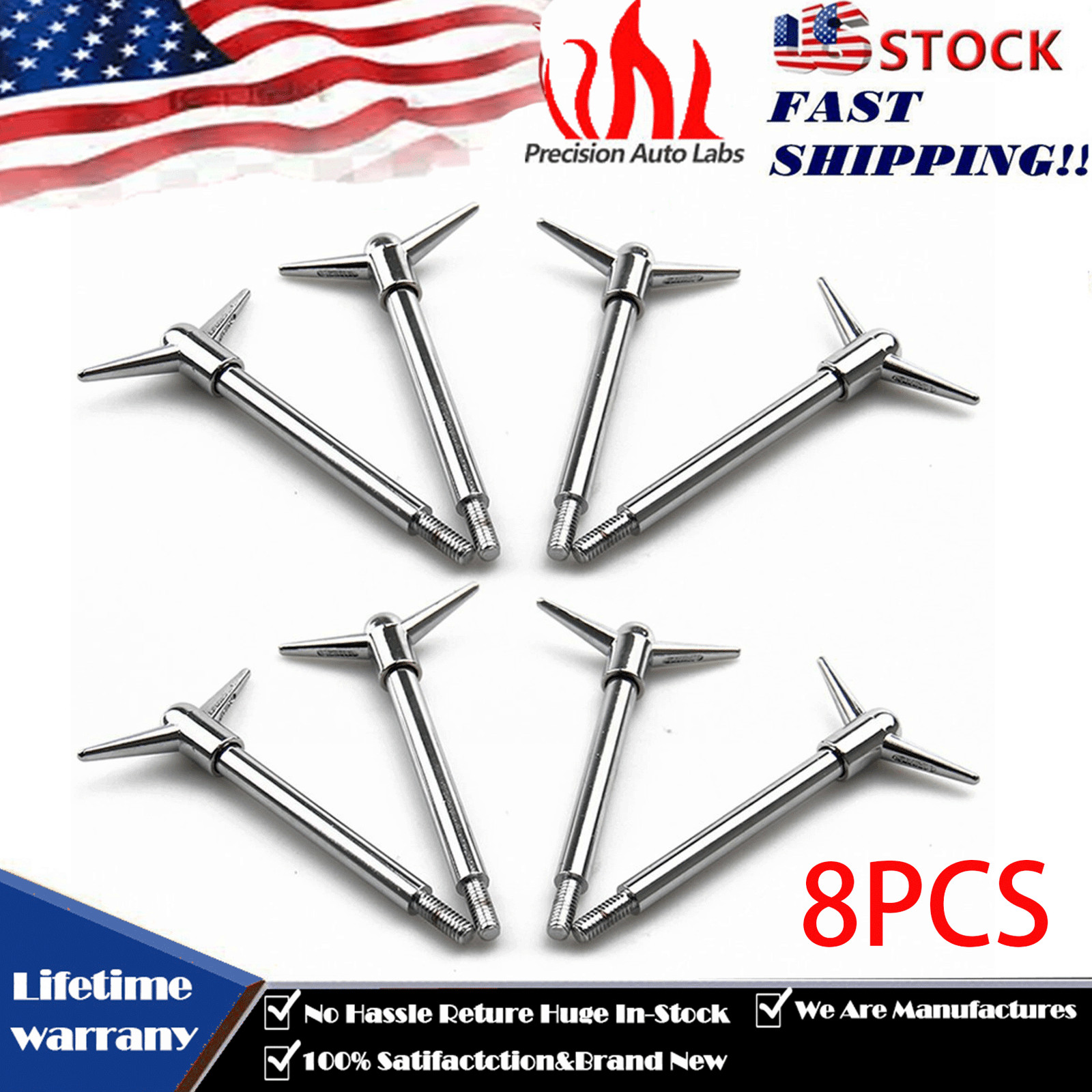 8pcs Valve Cover T-Bar Wing Bolts 1/4-20 Hold Down Length 5" for Chevy SBC BBC