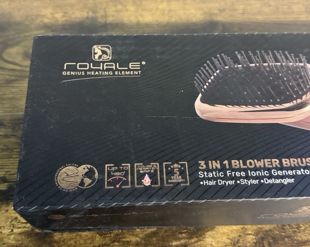 NEW - Royale Genius Heating Element 3-in-1 Blower Brush – Static-Free – Ionic