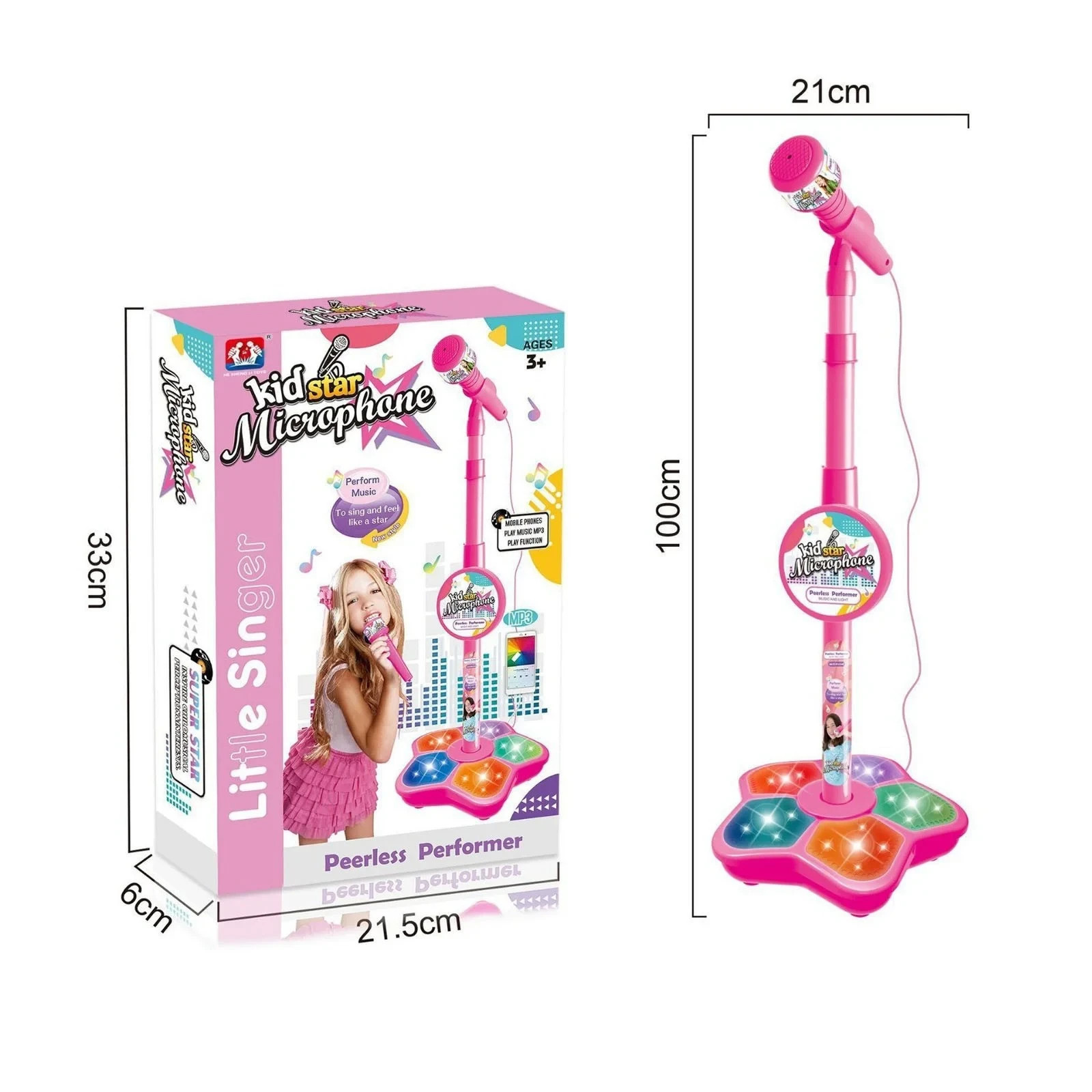 Stand Up Microphone Kids Child Microphone with Adjustable Stand for Kids Karaoke