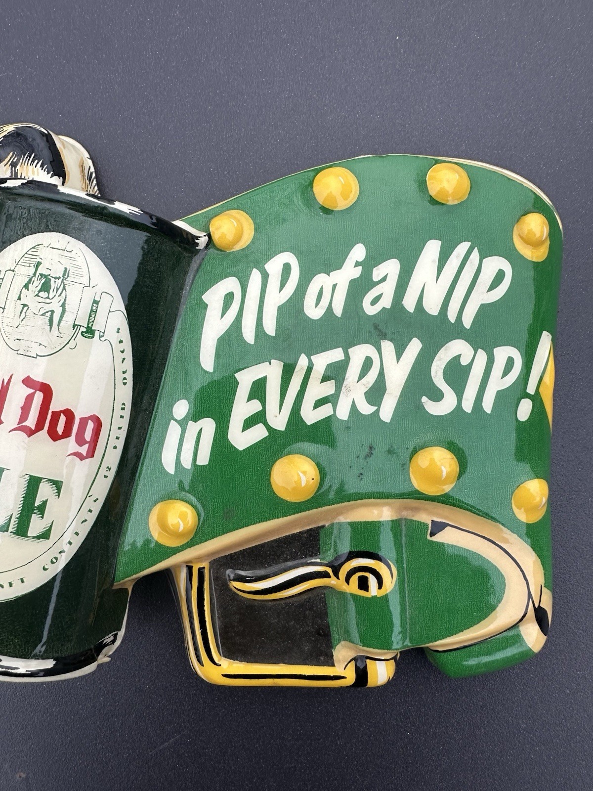 50’S CALIFORNIA BRG CO SAN FRANCISCO BULL DOG ALE PLASTIC BEER SIGN W/ BEER CAN