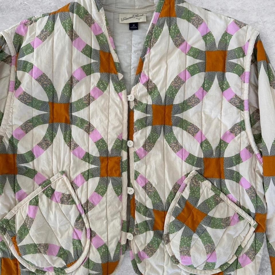 Universal Thread Women Retro Quilted Patchwork Jacket Cream M