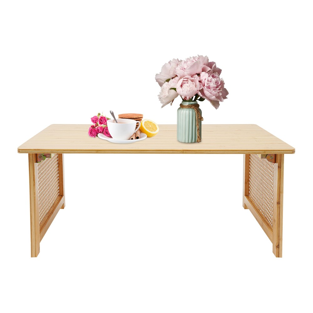 Bamboo Foldable Folding Floor Low Coffee Table for Sitting on The Floor