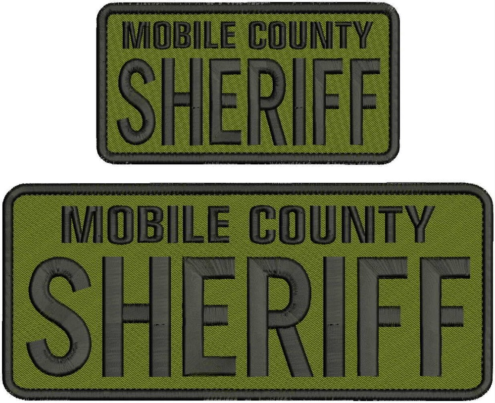 MOBILE COUNTY SHERIFFEMB PATCH  4X10 & 3X6 hook on back OD/BLK