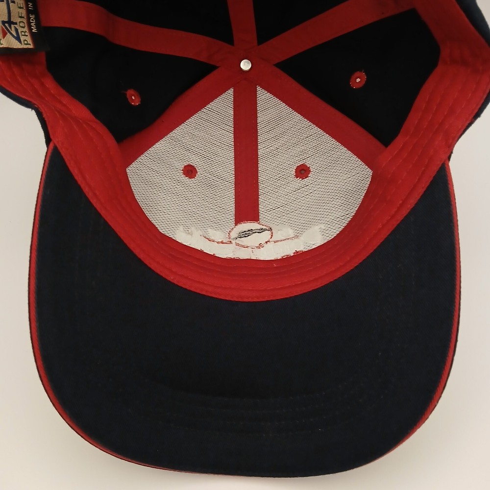 Dancing Rabbit Golf Club Hat Cap Ahead Strapback Navy Blue White Red Script Flag
