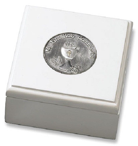 First Communion Keepsake/Rosary Box in White