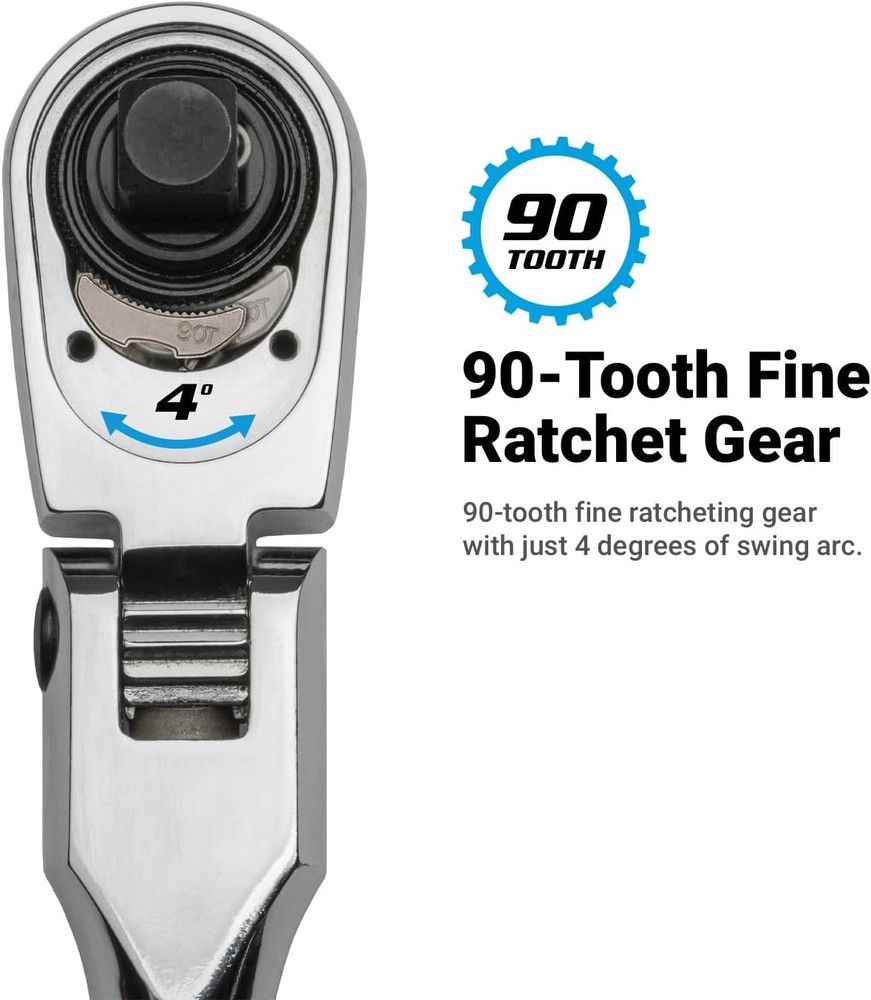 Capri Tools 1/2 in. Drive Fine 90-Tooth Locking Flex-Head Ratchet