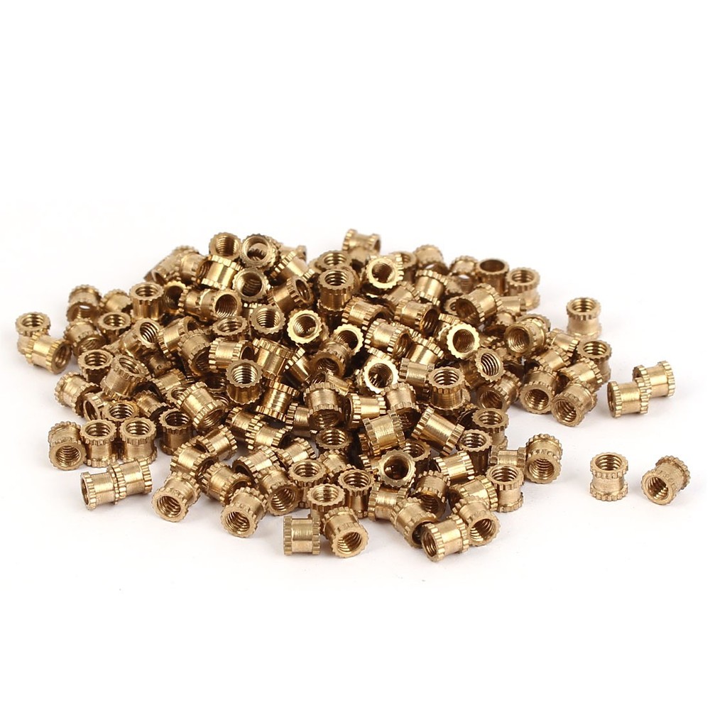 M3 x 4mm Female Thread Brass Knurled Threaded Round Insert Embedded Nuts 200PCS