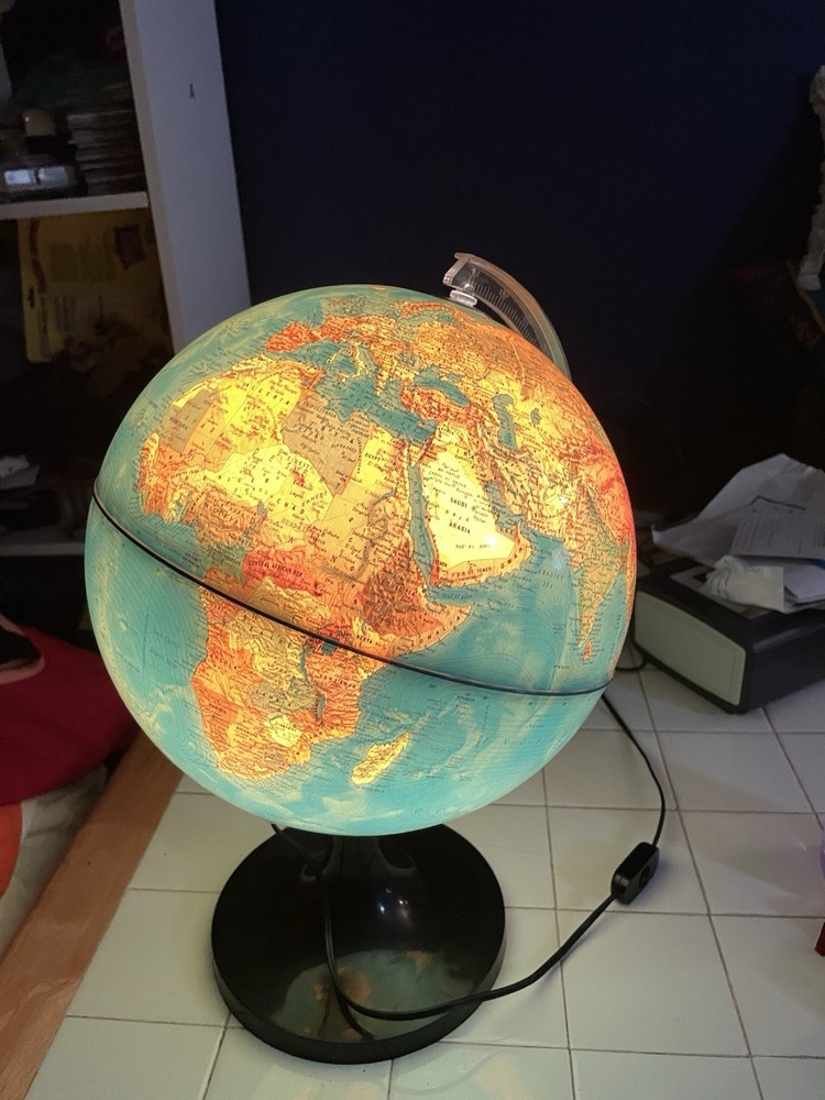 1982 Rico Florence Rand McNally Light-up World Globe Tested Working