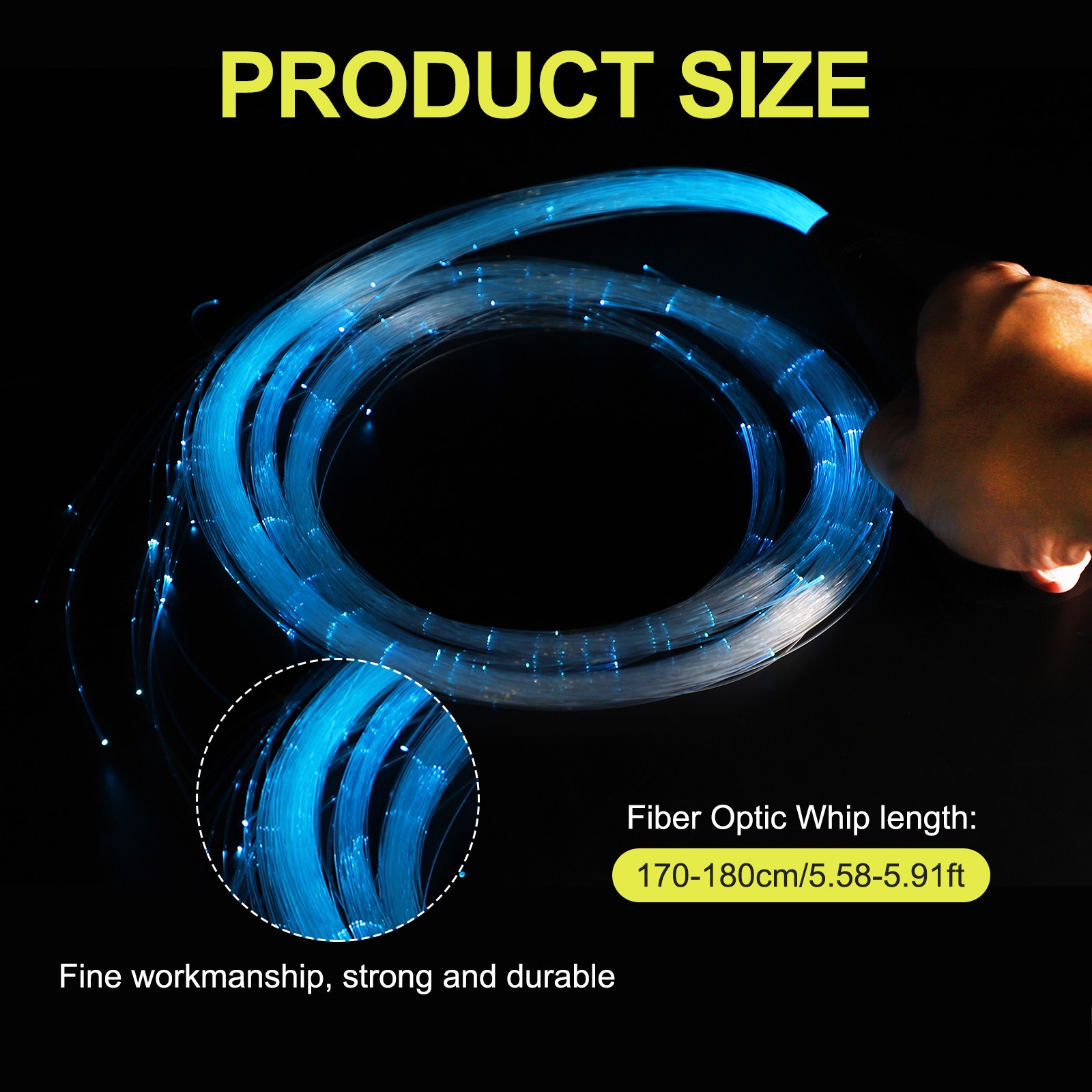 LED Fiber Optic Whip Dance 6ft 22 Rainbow Lights Effect Modes Pixel Glow Whip