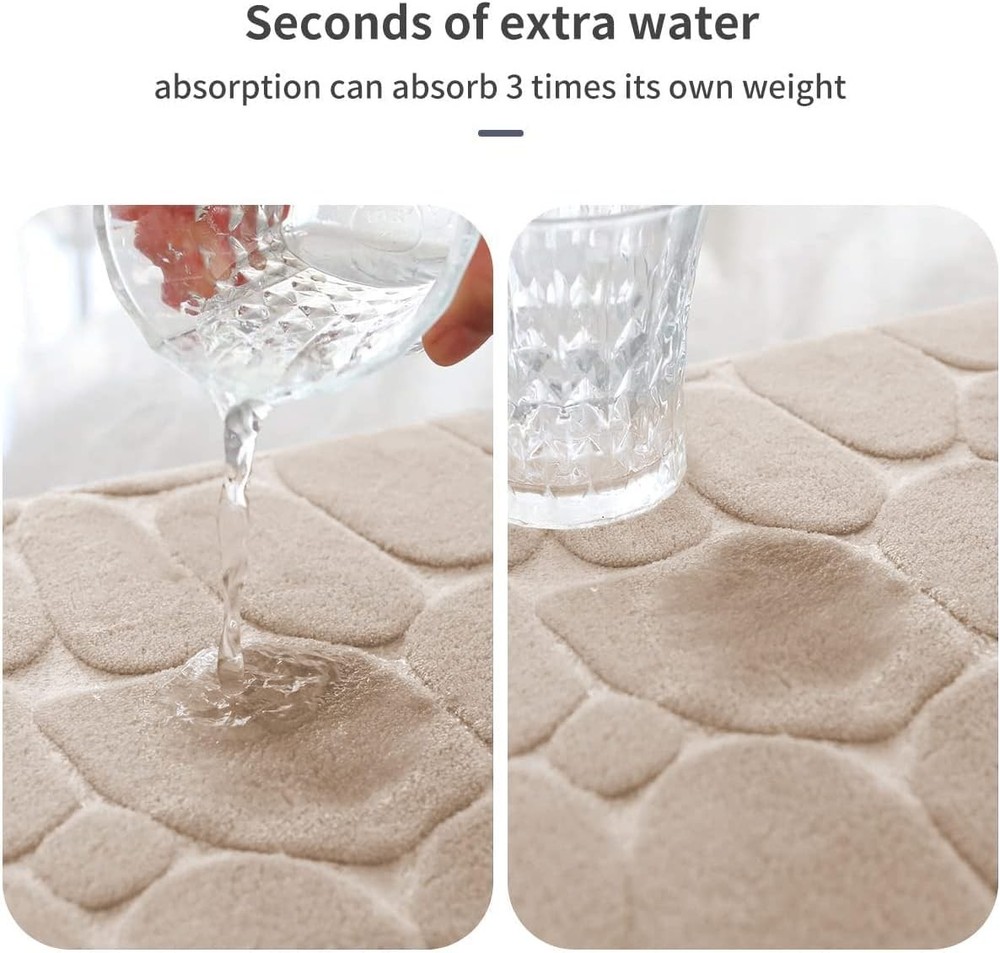YIHOUSE Memory Foam Bath Mat 1'5 x 2' (Rectangular), Khaki