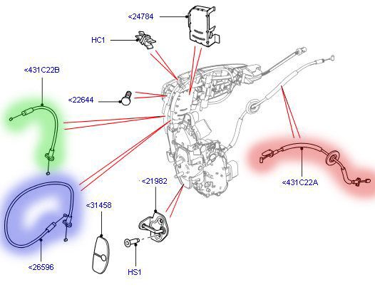 Land Range Rover Sport LR4 Door Latch Release Cable Front Rear Interior OEM 2010
