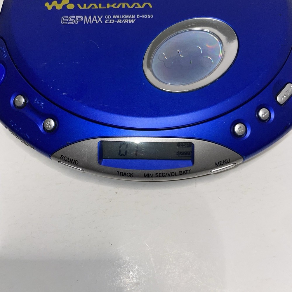 Sony Walkman D-E350 ESP Max Blue Portable CD Player Bundle Case [30]
