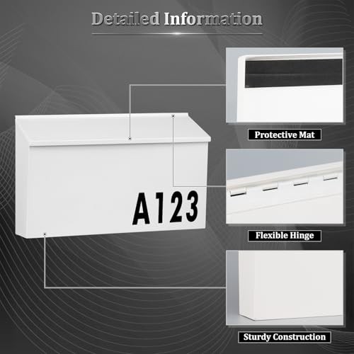 Wall-Mount Mailbox Large Mailbox for Post Rust-Proof Galvanized Steel White