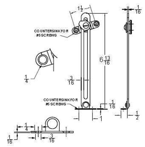 Friction Lid Support - 6" - Left Hand