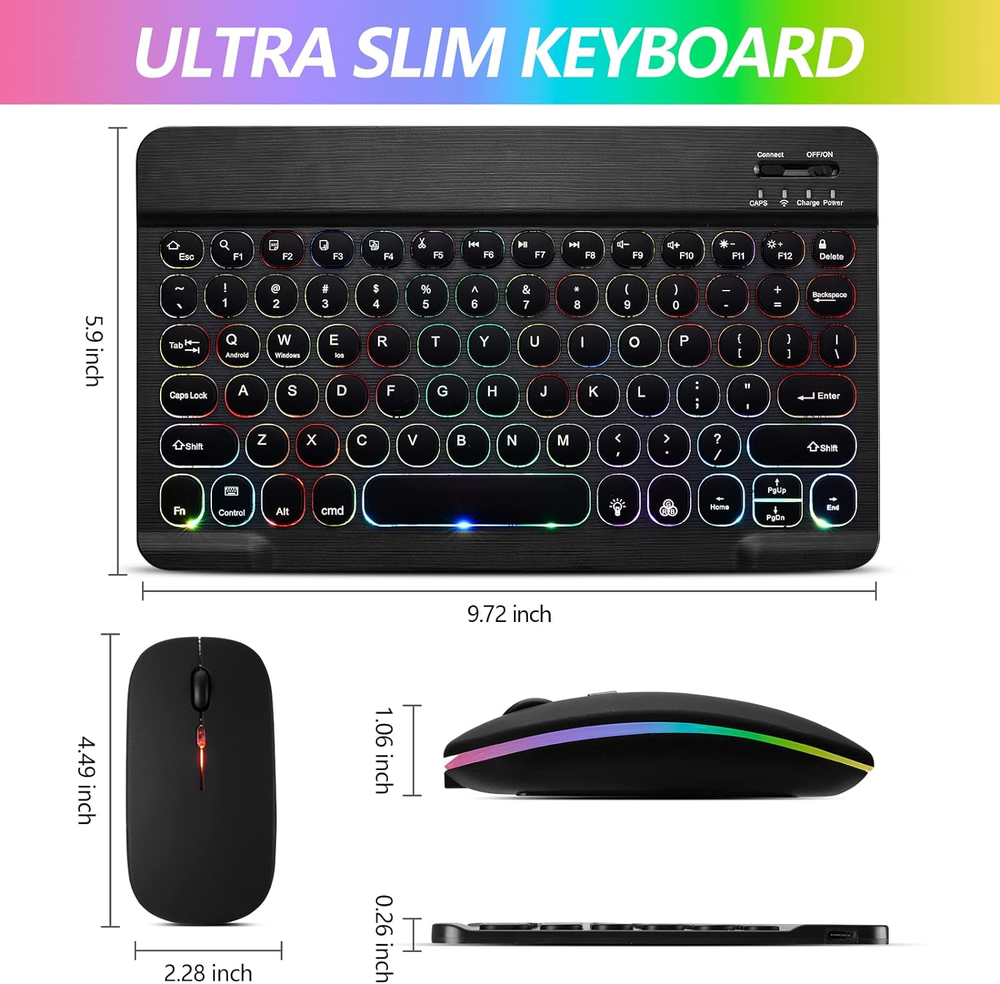 Bluetooth Keyboard and Mouse Combo for iPad - Rechargeable Wireless Keyboard.
