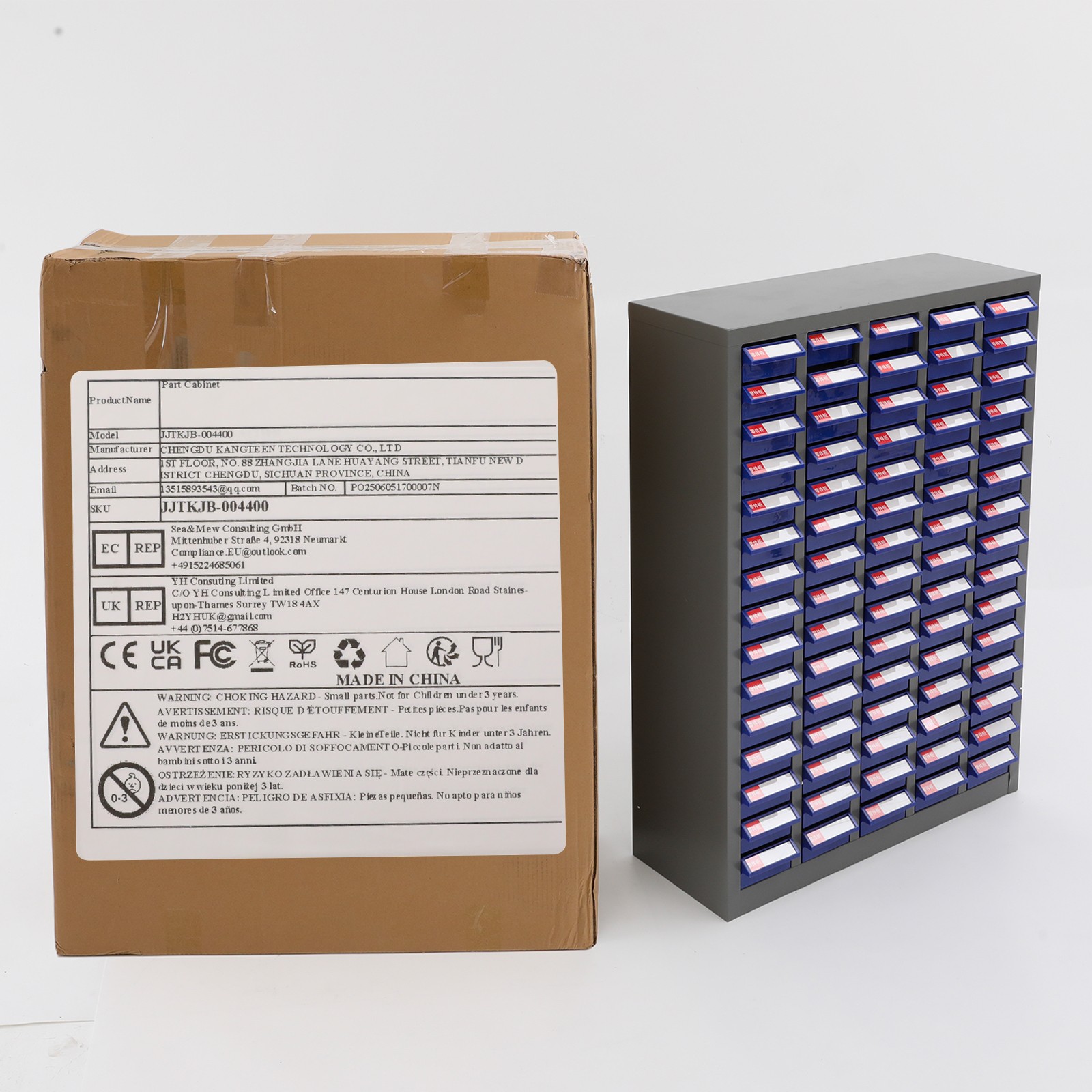 Grey, Clear/Grey, Blue 75-drawer Tool Cabinet Bolt And Nut Tool Storage Box