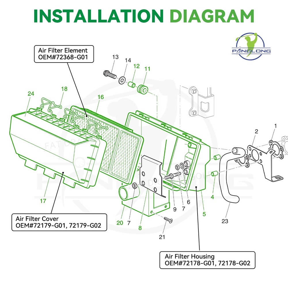 Panglong EZGO Air Box Filter Assembly, Include Assembly