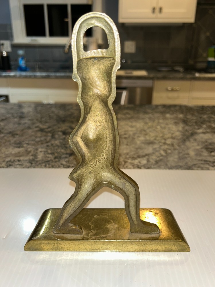 Vintage Solid brass Figural Doorstop, Walking Man, 8.5"H