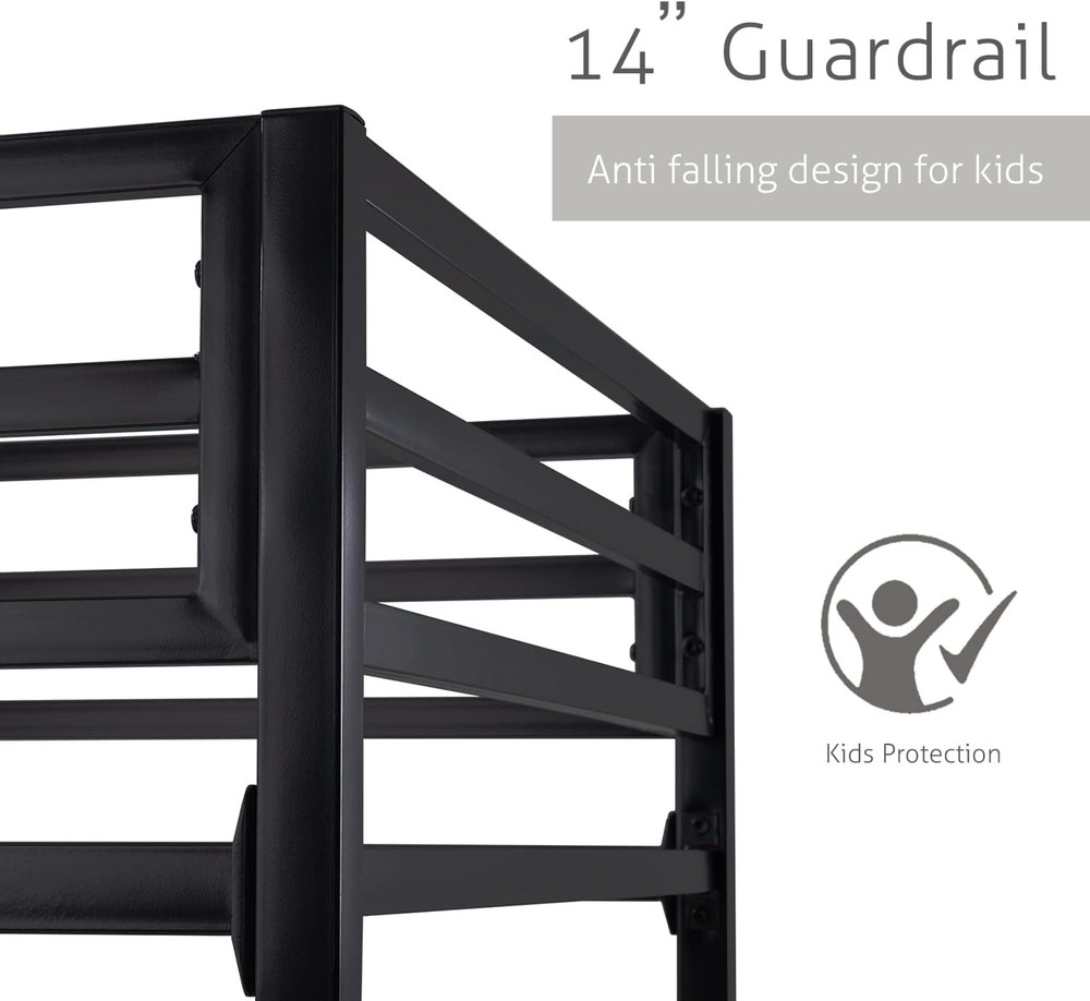 Loft Bunk Bed Twin Black with Ladder
