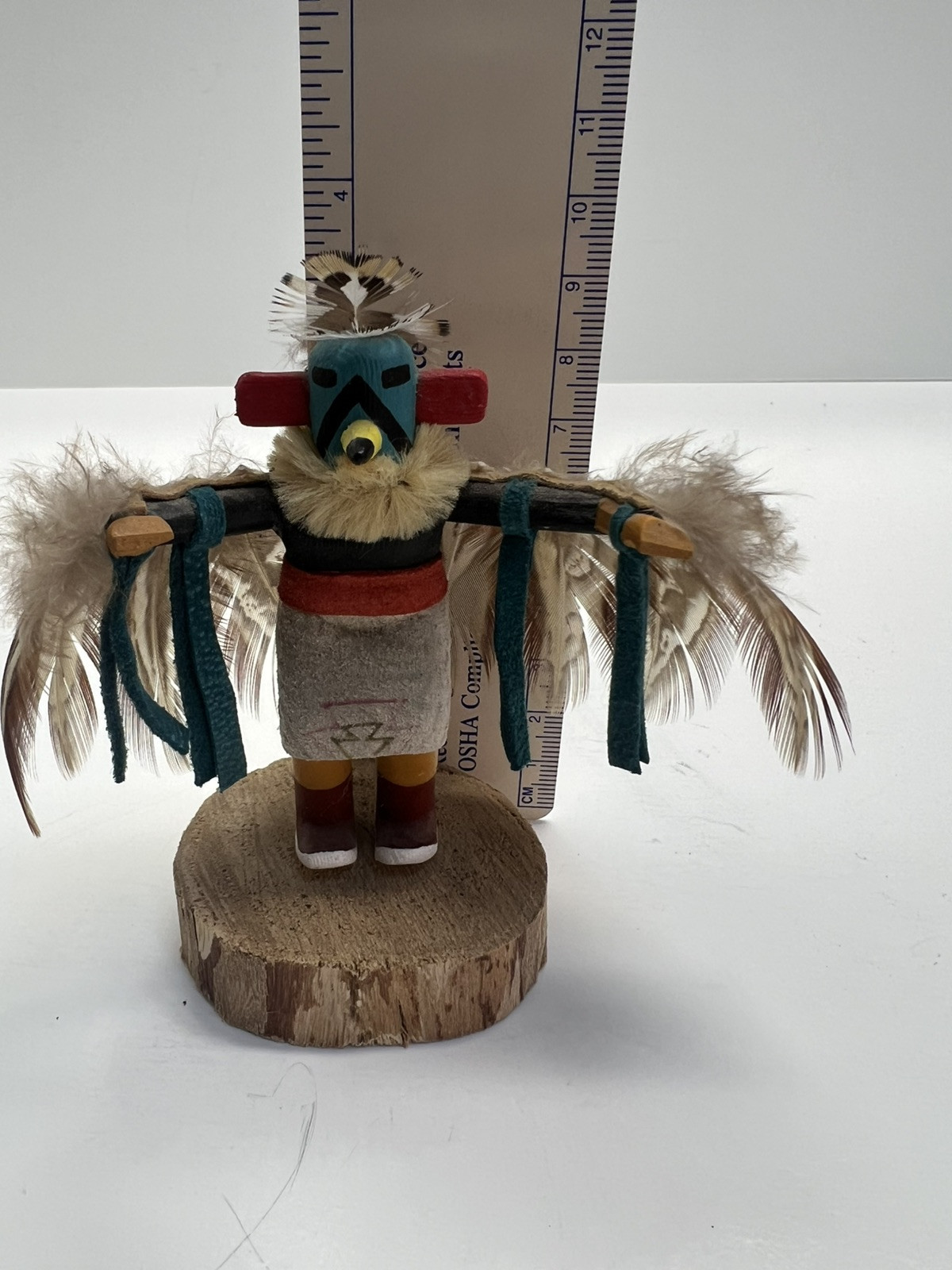 Native American Eagle Dancer VTG Kachina 4” Figurine Signed Lee Feathers