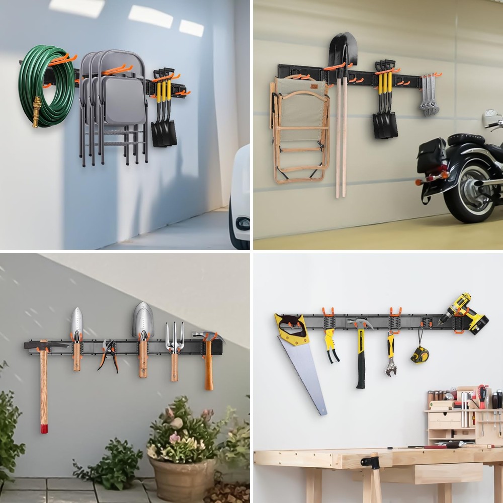 ELECROW Garage Storage Organizer, Wall Mount Rack with 6 Adjustable Hooks, 48...