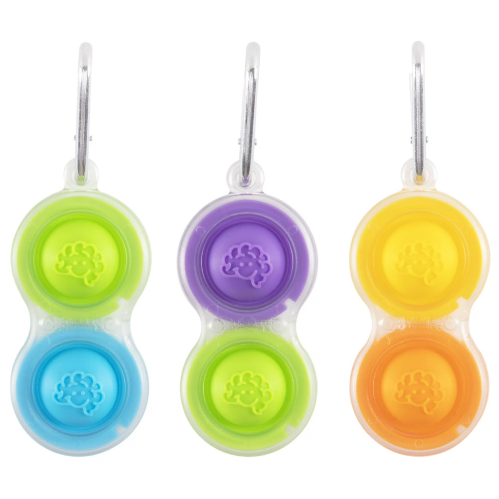 Fat Brain Toys Simpl Dimpl Clear 3 Pack - Popping Fidget Keychains