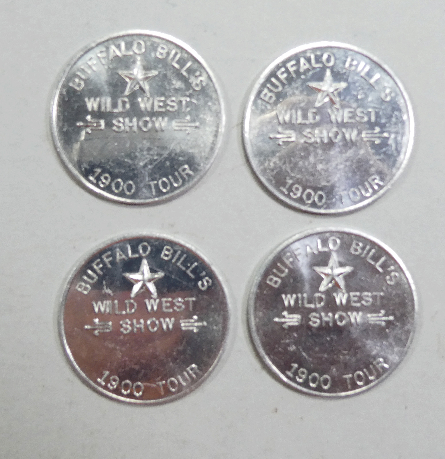Buffalo Bill Wild West Show 1900 4 admission tokens Col W F Cody