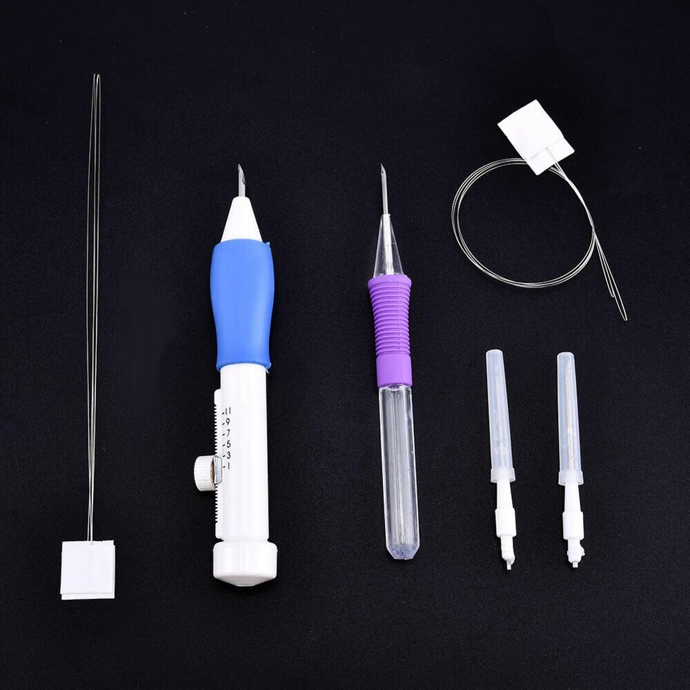 DIY Punch Needle Magic Embroidery Pen Set Stitching Thread Tool Sewing Craft Kit