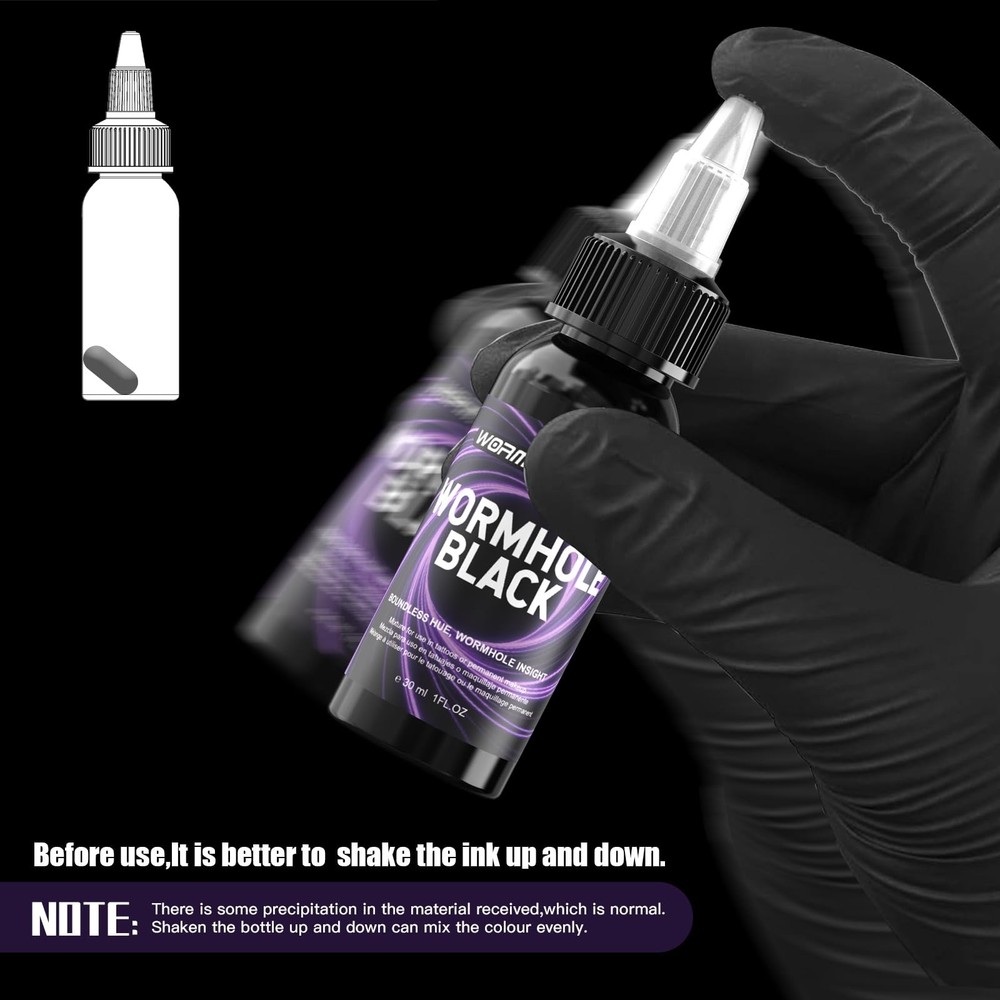 WORMHOLEPRO Tattoo Ink Wormhole Black 30ml (1oz), 30ml/1oz,