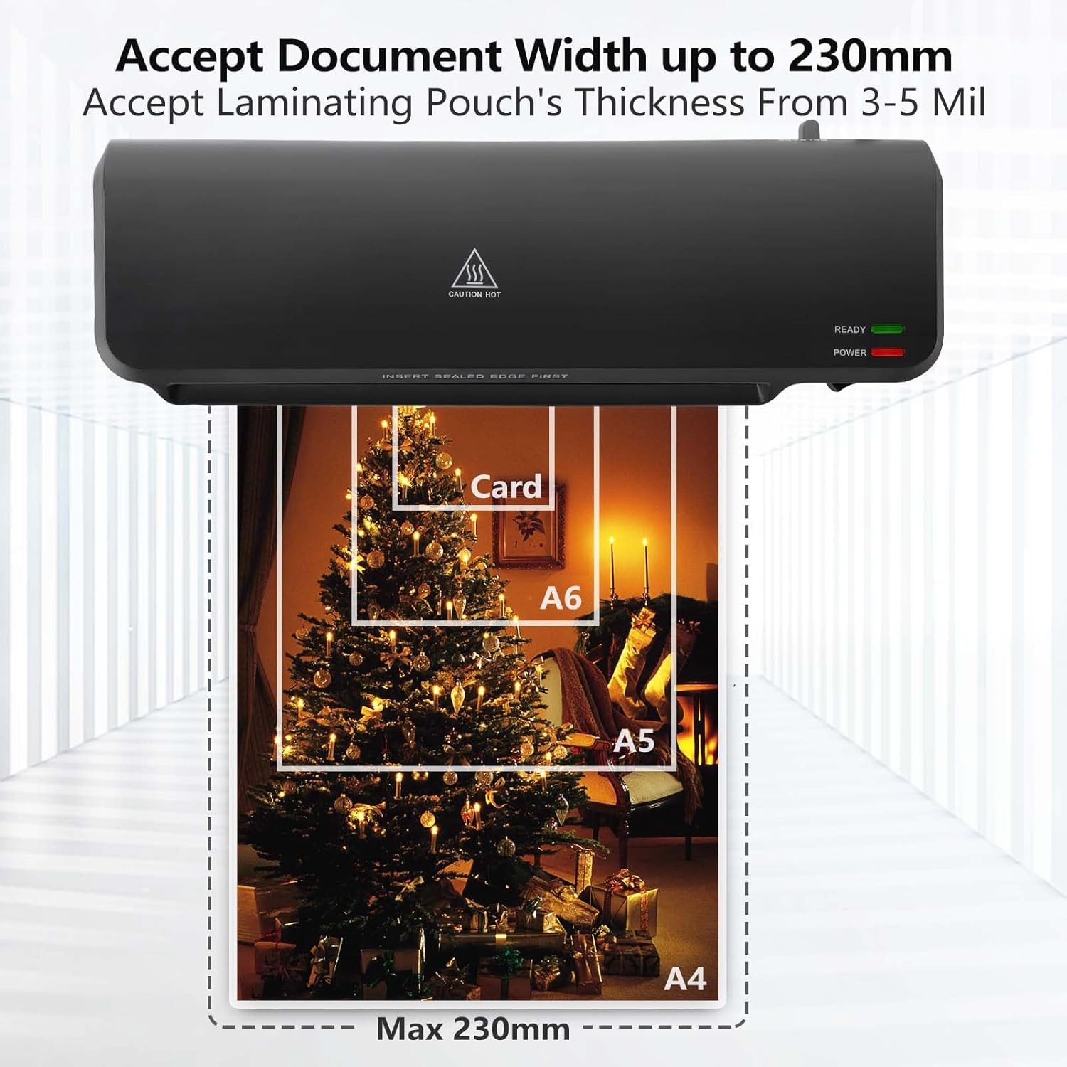 A4 Thermal Laminator Machine with 10 Laminating Sheets for Home Office School