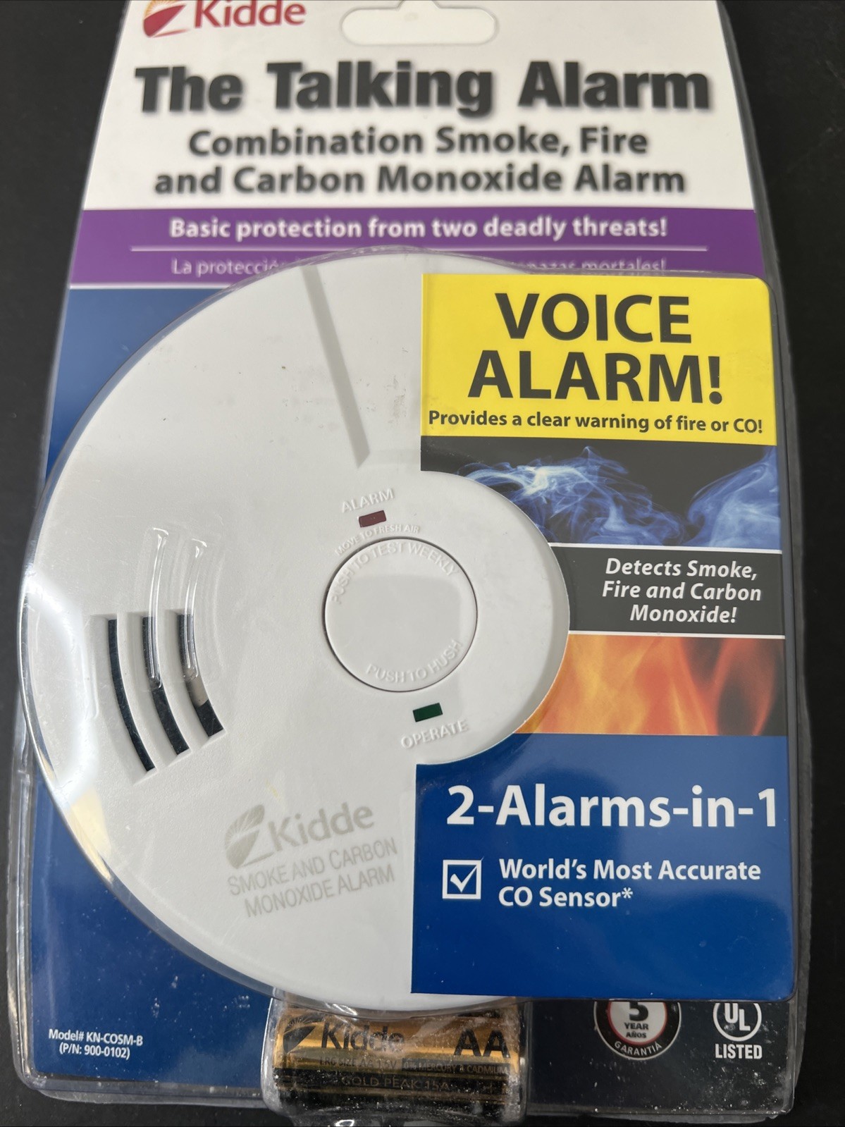 Kidde Nighthawk Smoke & Carbon Monoxide Voice Alarm KN-COSM-B No Wiring Required