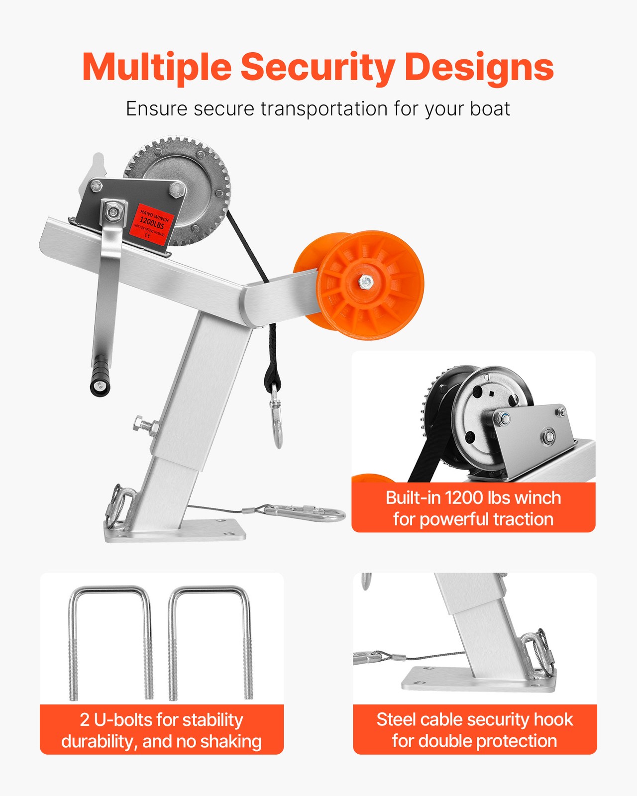 VEVOR Boat Trailer Winch Stand with Roller 1200 lbs Winch Boat Winch Mount