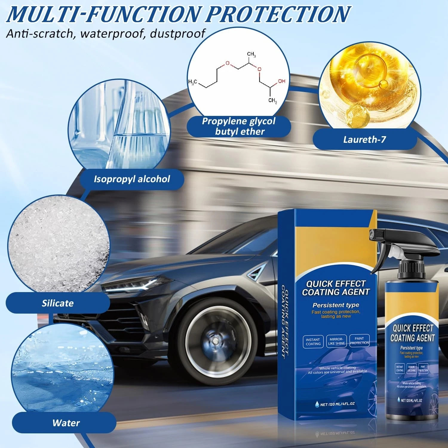Advanced Car Quick-Acting Coating Agent Spray, Car Coating Spray, Quick Effect