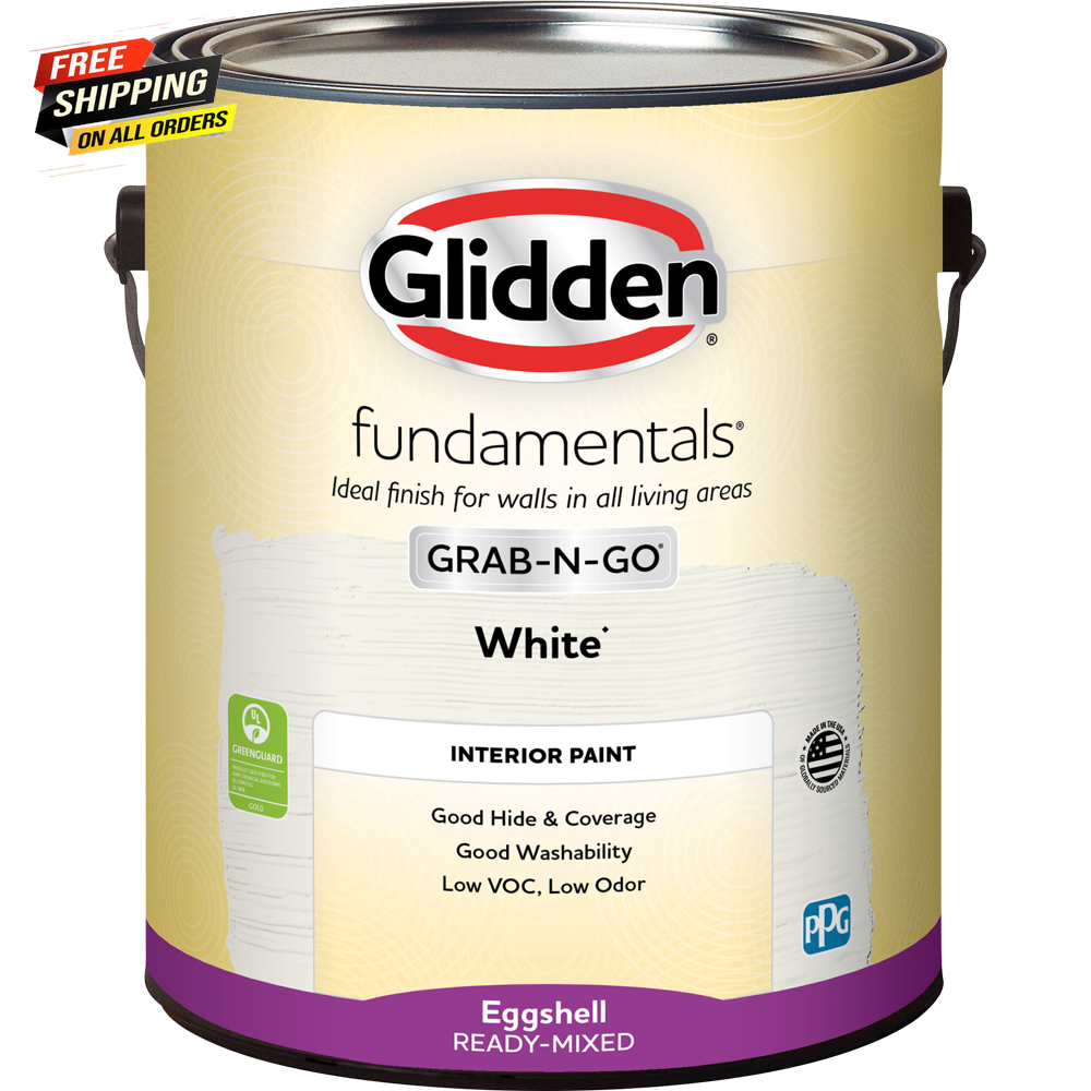 Glidden Fundamentals Grab-N-Go Interior Wall Paint, White, Eggshell, 1 Gallon ✅✅