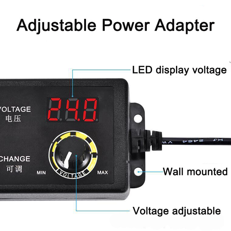 3V-24V 2.5A 60W Adjustable DC Power Supply Adapter Control Volt LED Display New