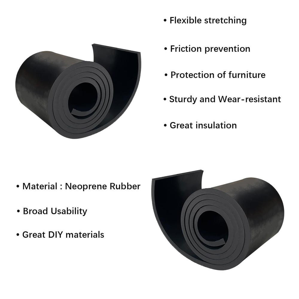 Thick Neoprene Rubber Strips 1/4 (.25)" Thick X 4" Wide X 3.3'Long, Solid Rub...